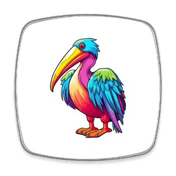 Pelikan Buntes Aquarell Cartoon Kawaii Tier - Viereckiger Kühlschrankmagnet - Weiß - Vorne