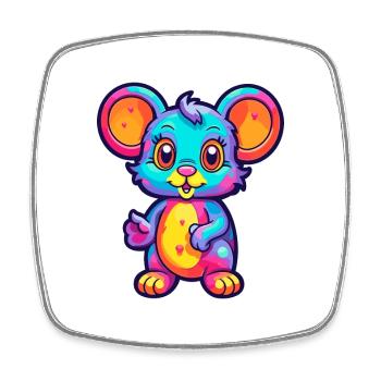 Maus buntes Aquarell Cartoon Kawaii Tier - Viereckiger Kühlschrankmagnet - Weiß - Vorne