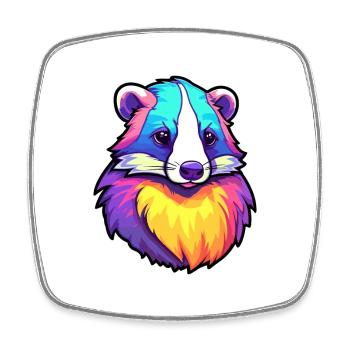 Blaireau Aquarelle Colorée Dessin Animé Kawaii Animal - Magnet carré - blanc - Devant