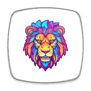 Lion Aquarelle Colorée Dessin Animé Kawaii Animal - Magnet carré - blanc - Devant
