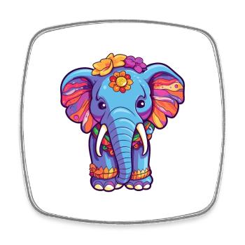 Elefant buntes Aquarell Cartoon Kawaii Tier - Viereckiger Kühlschrankmagnet - Weiß - Vorne