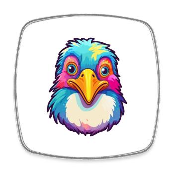 Penguin Colorful Watercolor Cartoon Kawaii Animal - Square fridge magnet - white - Front