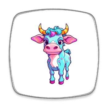 Kuh buntes Aquarell Cartoon Kawaii Tier - Viereckiger Kühlschrankmagnet - Weiß - Vorne