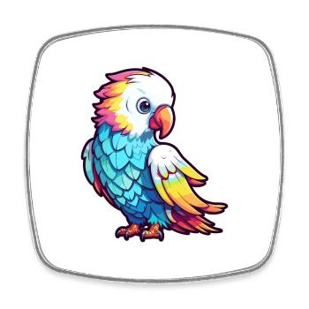 Cockatoo Colorful Watercolor Cartoon Kawaii Animal - Square fridge magnet - white - Front