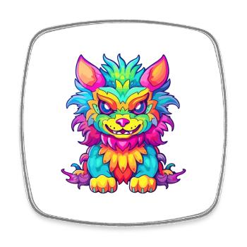 Chimera Colorful Watercolor Cartoon Kawaii Animal - Square fridge magnet - white - Front