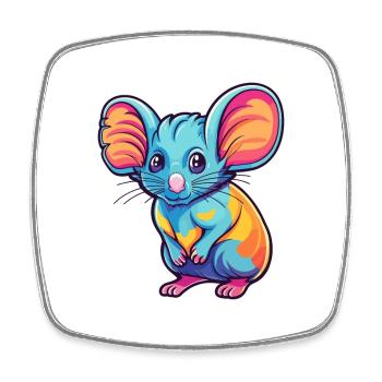 Elephant Shrew Colorful Watercolor Cartoon Kawaii - Square fridge magnet - white - Front