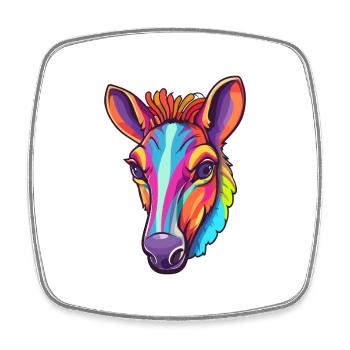 Okapi Colorful Watercolor Cartoon Kawaii Animal - Square fridge magnet - white - Front