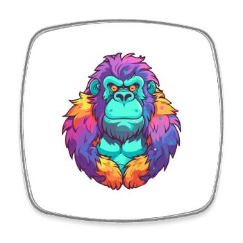 Gorilla Buntes Aquarell Cartoon Kawaii Tier - Viereckiger Kühlschrankmagnet - Weiß - Vorne