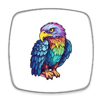 Eagle Colorful Watercolor Cartoon Kawaii Animal - Square fridge magnet - white - Front