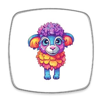 Schaf Buntes Aquarell Cartoon Kawaii Tier - Viereckiger Kühlschrankmagnet - Weiß - Vorne