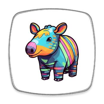 Tapir Buntes Aquarell Cartoon Kawaii Tier - Viereckiger Kühlschrankmagnet - Weiß - Vorne