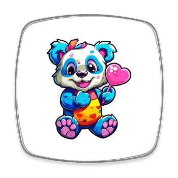Panda Buntes Aquarell Cartoon Kawaii Tier - Viereckiger Kühlschrankmagnet - Weiß - Vorne