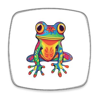 Frosch buntes Aquarell Cartoon Kawaii Tier - Viereckiger Kühlschrankmagnet - Weiß - Vorne