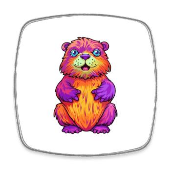 Biber buntes Aquarell Cartoon Kawaii Tier - Viereckiger Kühlschrankmagnet - Weiß - Vorne