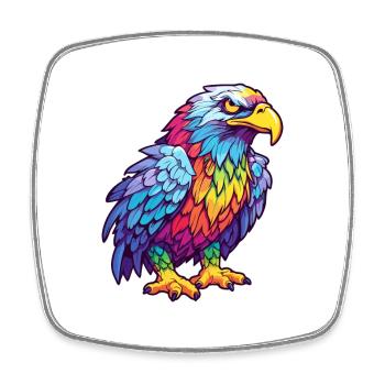 Eagle Colorful Watercolor Cartoon Kawaii Animal - Square fridge magnet - white - Front