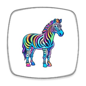 Zebra Colorful Watercolor Cartoon Kawaii Animal - Square fridge magnet - white - Front