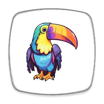 Toucan Colorful Watercolor Cartoon Kawaii Animal - Square fridge magnet - white - Front