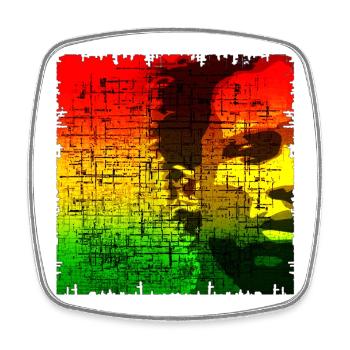 Abstrakes Digitales Reggaeporträt - Viereckiger Kühlschrankmagnet - Weiß - Vorne