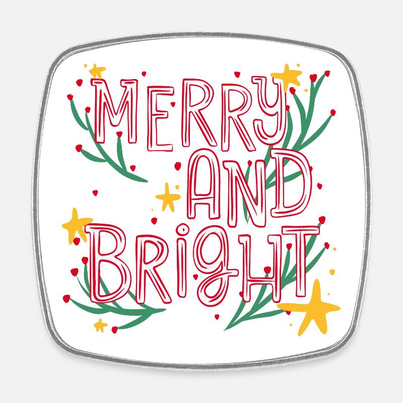 Merry and Bright Festive Script - Magnet carré - blanc