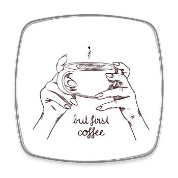 But first coffee - Viereckiger Kühlschrankmagnet - Weiß - Vorne