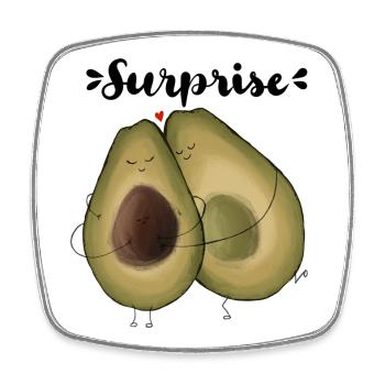 Surprise Avocado - Viereckiger Kühlschrankmagnet - Weiß - Vorne