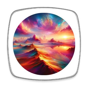 Bunte Landschaft mit Bergen und Himmel - Viereckiger Kühlschrankmagnet - Weiß - Vorne