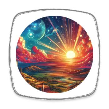 Landscape Colorful Epic Mountains Clouds Comic - Square fridge magnet - white - Front