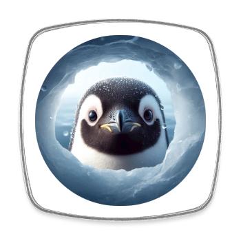 Penguin looking through snow hole - Square fridge magnet - white - Front
