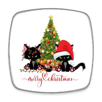Chats de Noël - Magnet carré - blanc - Devant