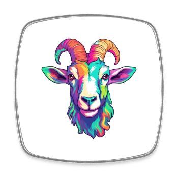 Chèvre Aquarelle Colorée Dessin Animé Kawaii Animal - Magnet carré - blanc - Devant