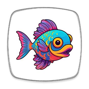 Fish Colorful Watercolor Cartoon Kawaii Animal - Square fridge magnet - white - Front