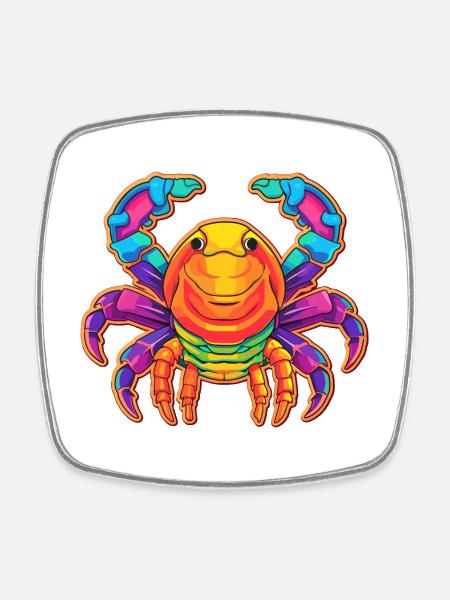 Craw buntes Aquarell Cartoon Kawaii Tier - Viereckiger Kühlschrankmagnet - Weiß
