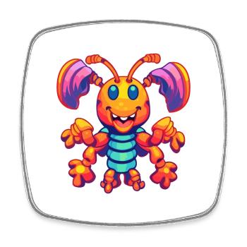 Homard Aquarelle Colorée Dessin Animé Kawaii Animal - Magnet carré - blanc - Devant