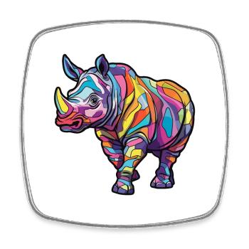 Nashorn buntes Aquarell Cartoon Kawaii Tier - Viereckiger Kühlschrankmagnet - Weiß - Vorne