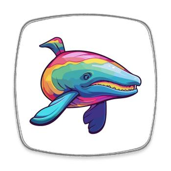 Wal bunte Aquarell-Karikatur Kawaii-Tier - Viereckiger Kühlschrankmagnet - Weiß - Vorne