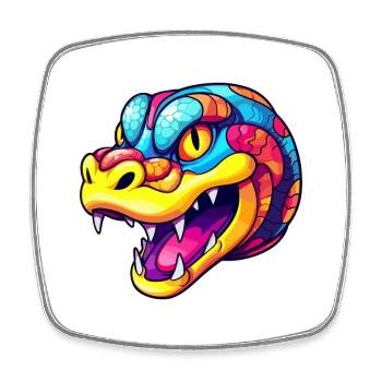 Snake Colorful Watercolor Cartoon Kawaii Animal - Square fridge magnet - white - Front