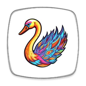 Schwan buntes Aquarell Cartoon Kawaii Tier - Viereckiger Kühlschrankmagnet - Weiß - Vorne
