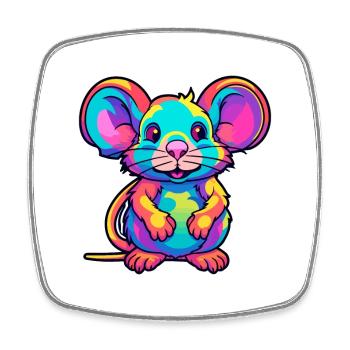 Ratte bunte Aquarell-Karikatur Kawaii-Tier - Viereckiger Kühlschrankmagnet - Weiß - Vorne