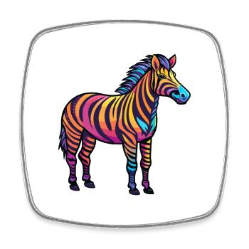 Zebra Colorful Watercolor Cartoon Kawaii Animal - Square fridge magnet - white - Front