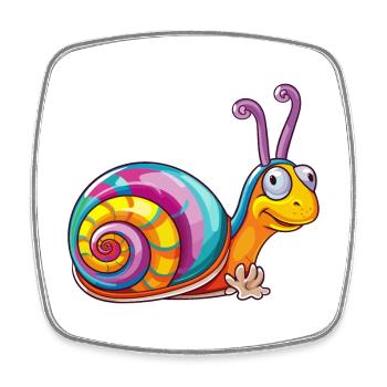 Schnecke bunte Aquarell-Karikatur Kawaii-Tier - Viereckiger Kühlschrankmagnet - Weiß - Vorne