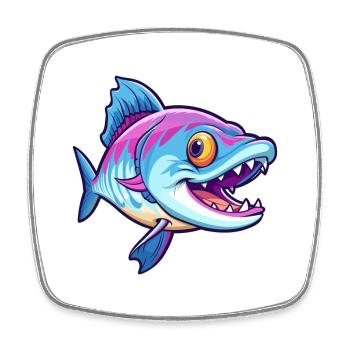 Barracuda Bunte Aquarell-Karikatur Kawaii Anima - Viereckiger Kühlschrankmagnet - Weiß - Vorne