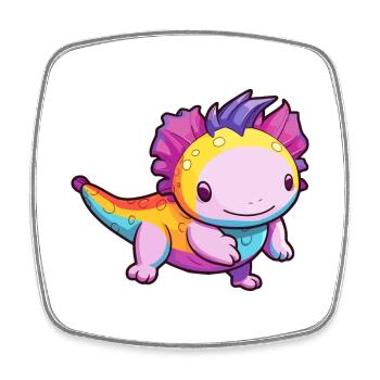 Axolotl Aquarelle Colorée Dessin Animé Kawaii Animal - Magnet carré - blanc - Devant