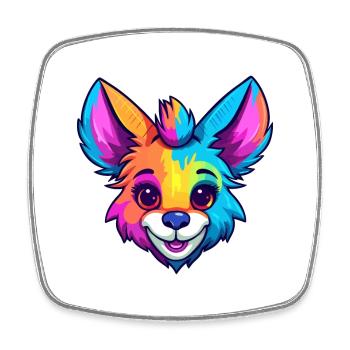 Aardwolf Buntes Aquarell Cartoon Kawaii Tier - Viereckiger Kühlschrankmagnet - Weiß - Vorne