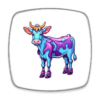 Vache Aquarelle Colorée Dessin Animé Kawaii Animal - Magnet carré - blanc - Devant