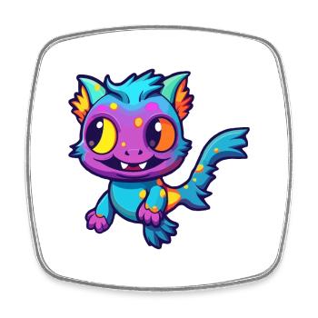 Poisson-chat coloré aquarelle dessin animé kawaii animal - Magnet carré - blanc - Devant