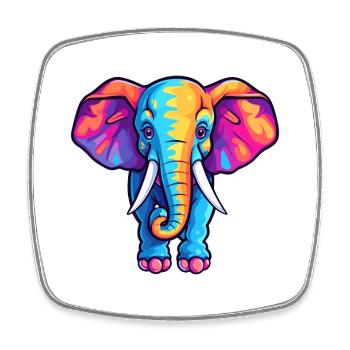 Éléphant Aquarelle Colorée Dessin Animé Kawaii Animal - Magnet carré - blanc - Devant