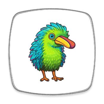 Kiwi Colorful Watercolor Cartoon Kawaii Animal - Square fridge magnet - white - Front