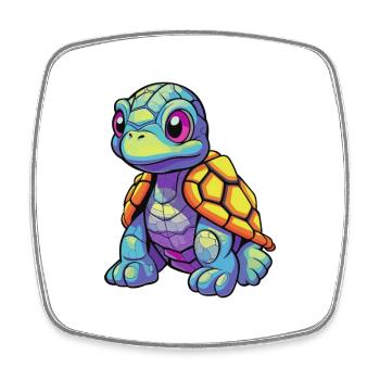 Schildkröte buntes Aquarell Cartoon Kawaii Tier - Viereckiger Kühlschrankmagnet - Weiß - Vorne