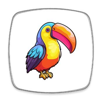 Toucan Colorful Watercolor Cartoon Kawaii Animal - Square fridge magnet - white - Front