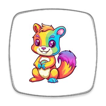 Eichhörnchen buntes Aquarell Cartoon Kawaii Tier - Viereckiger Kühlschrankmagnet - Weiß - Vorne
